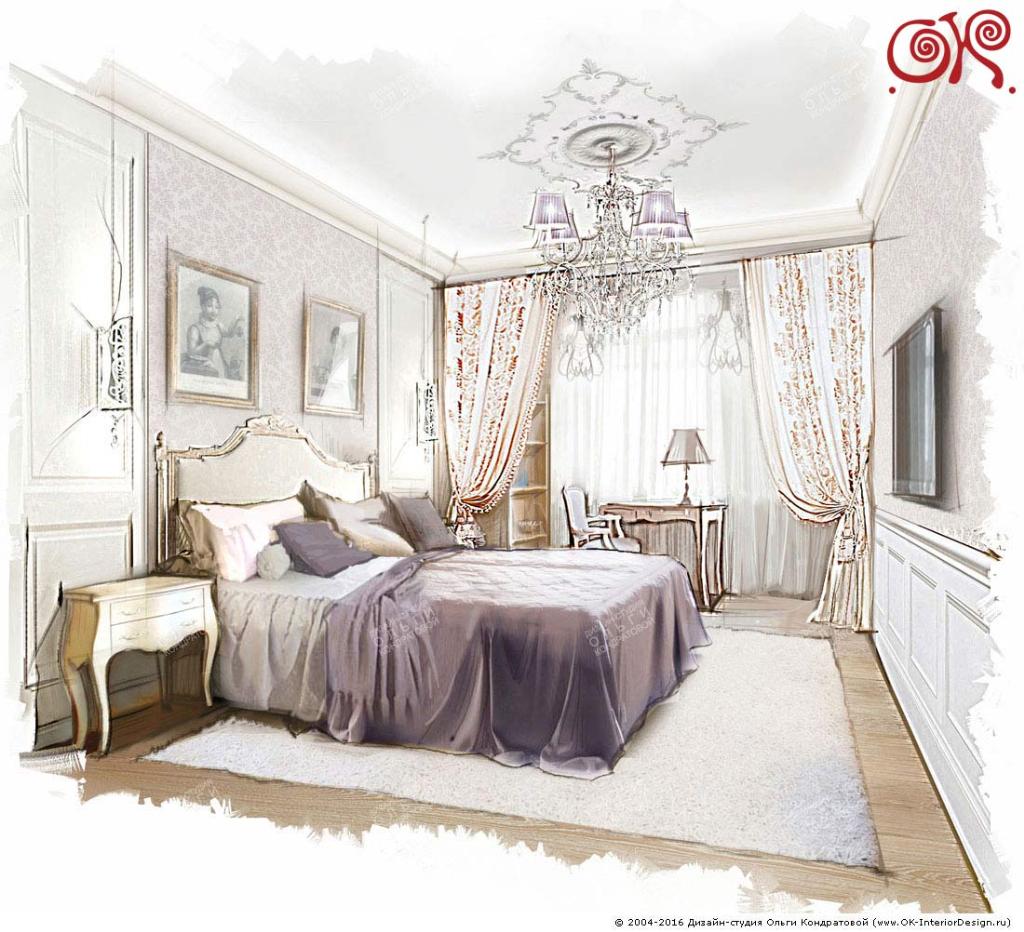 Дизайн спальни с белой мебелью в квартире