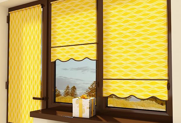 Ярко-желтые рулонные шторы