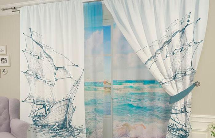 Дизайн штор в морском стиле