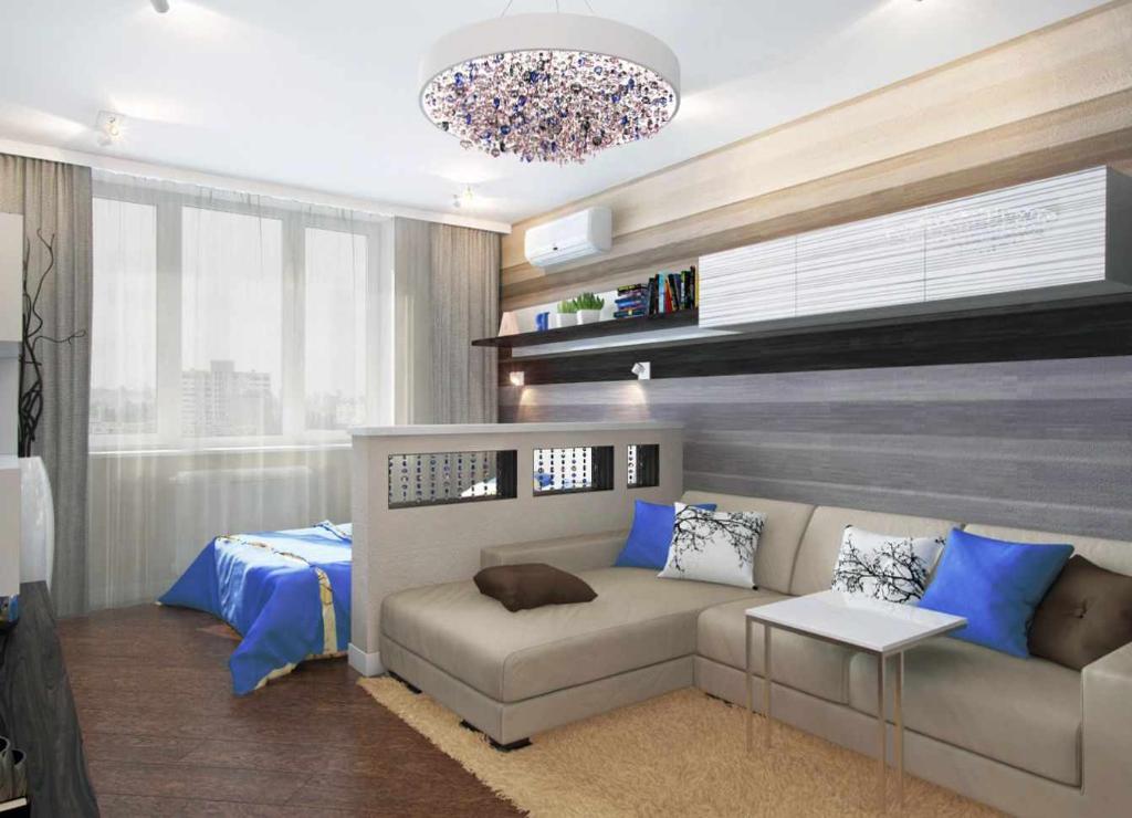 пример яркого стиля гостиной комнаты 17 кв.м