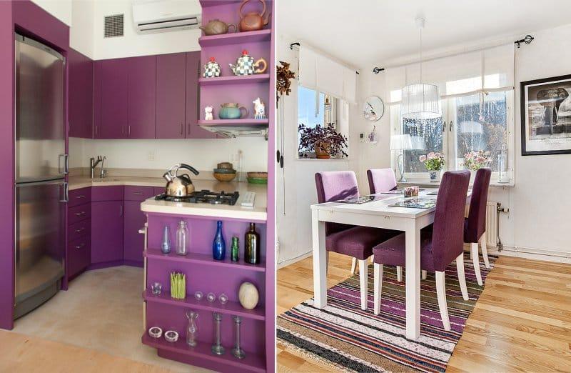 Фиолетовый цвет в интерьере кухни