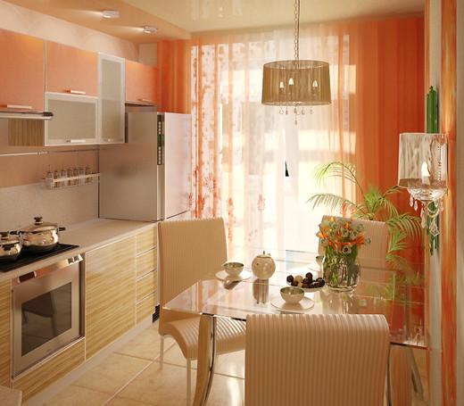 Какие шторы выбрать для кухни в оранжевых тонах
