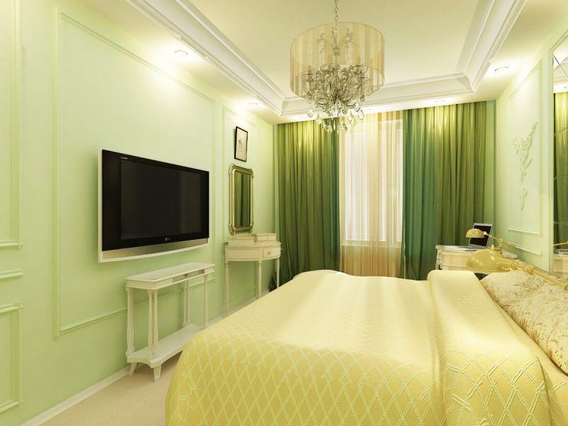 зеленый цвет в спальне расслабляет